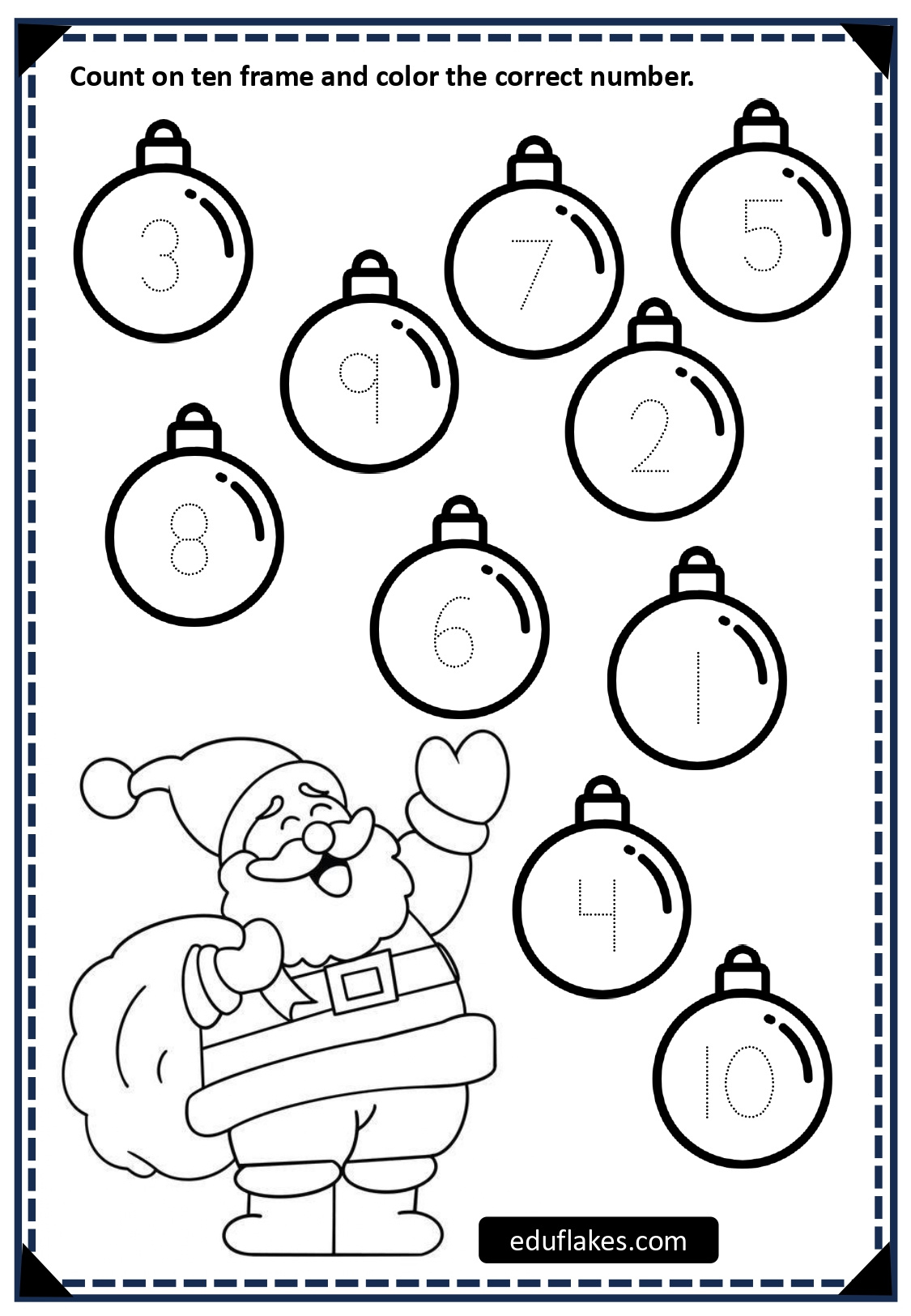 Kindergarten Christmas Free Worksheet Count And Trace Printable regarding Christmas Themed Kindergarten Worksheets