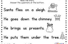 Kindergarten Christmas Reading Passage With Comprehension Questions in Christmas Reading Worksheets For Kindergarten