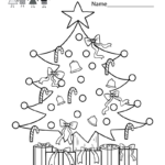 Kindergarten Christmas Tree Coloring Worksheet Printable Throughout Christmas Tree Worksheets Kindergarten