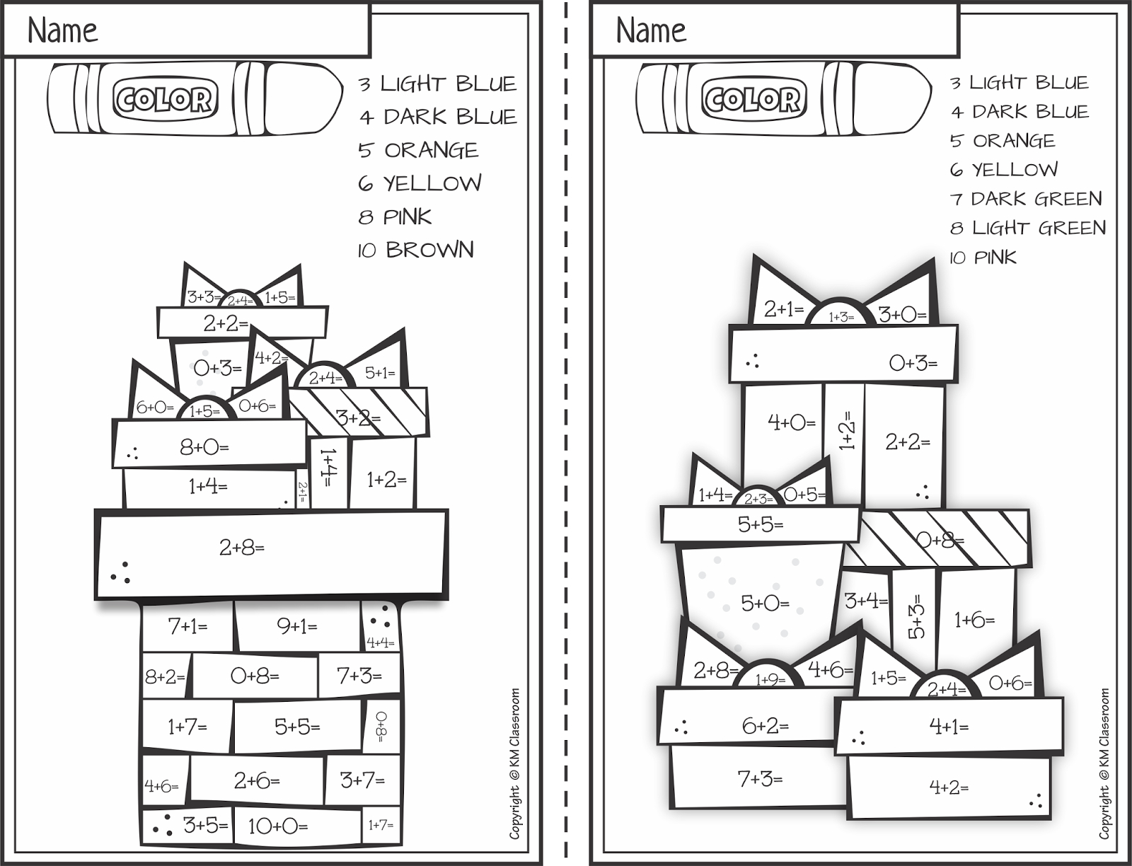 Km Classroom: Free Christmas Colornumber Addition Within 10 pertaining to Color by Number Christmas Math Worksheets