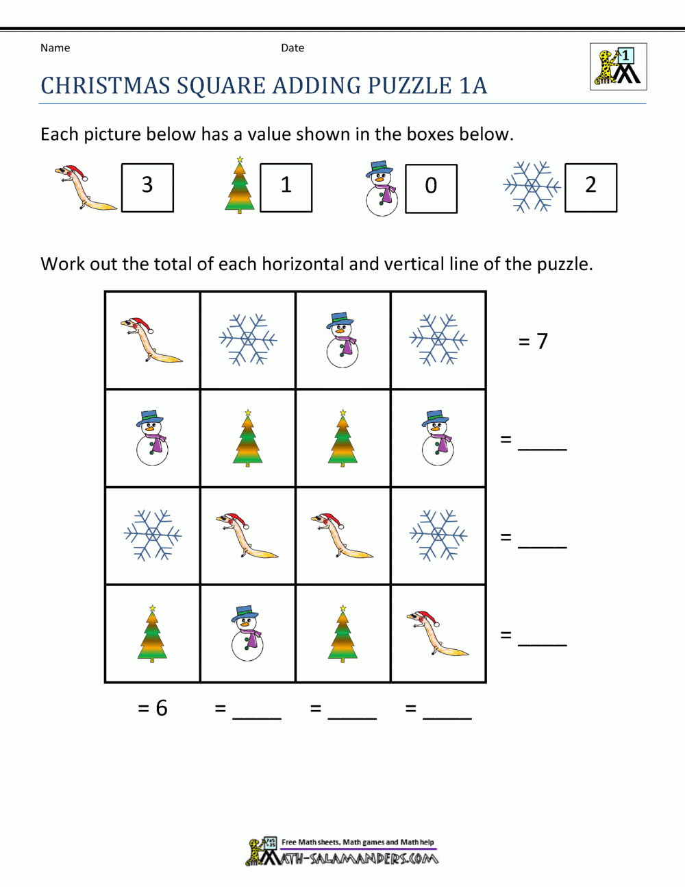 Math Christmas Worksheets First Grade for Christmas Math Worksheets For 1St Grade