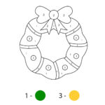 Math Worksheet For Kids. Color Christmas Wreathnumbers Stock For Christmas Wreath Worksheet