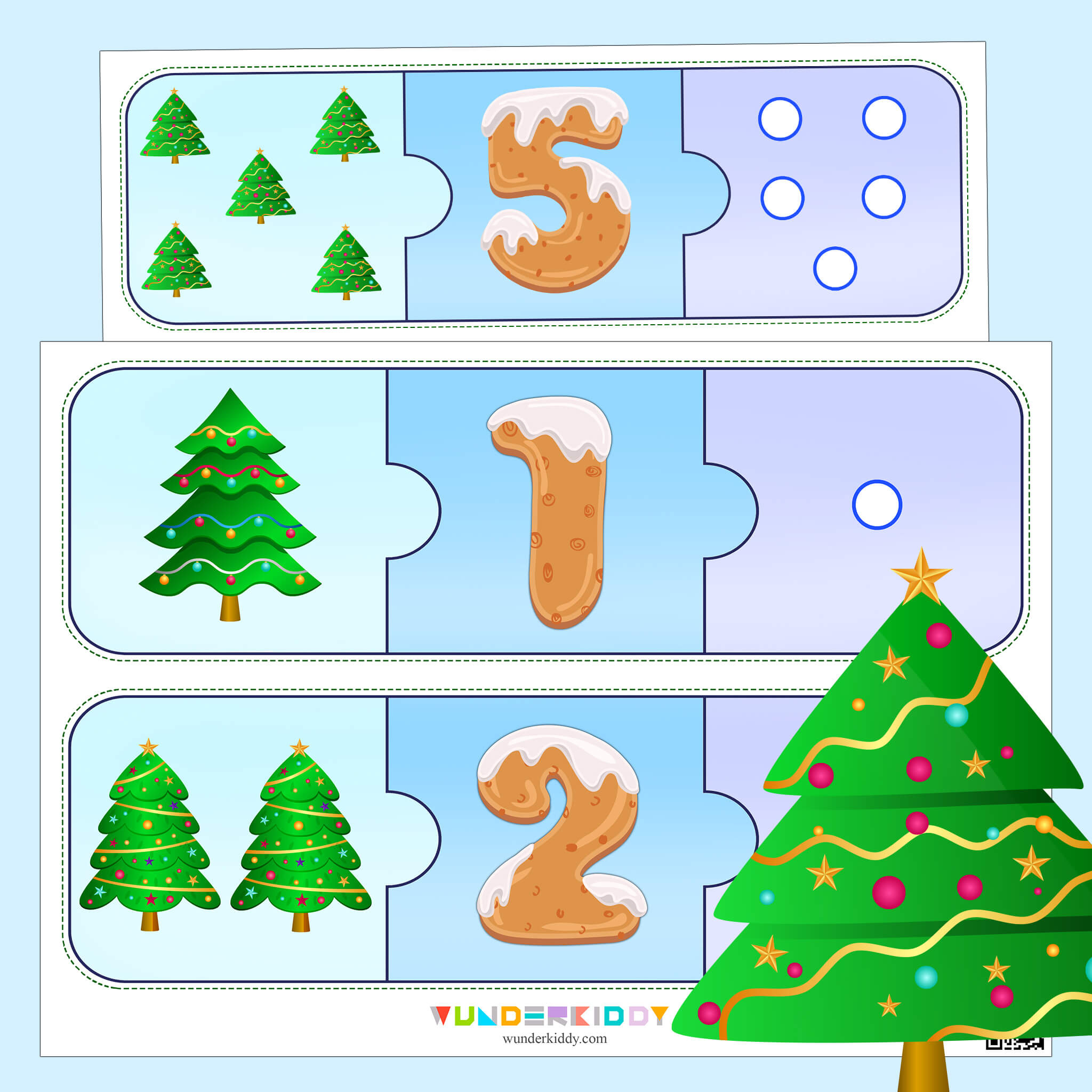 Mathematical «Counting Christmas Trees» Game - Print Pdf in Christmas Tree Counting Worksheet