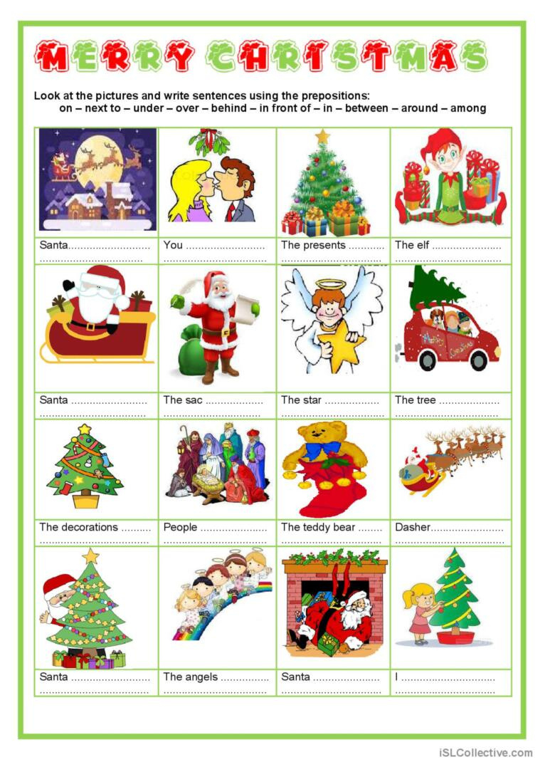 Merry Christmas - Prepositions Gener…: English Esl Worksheets Pdf within Christmas Prepositions Worksheet