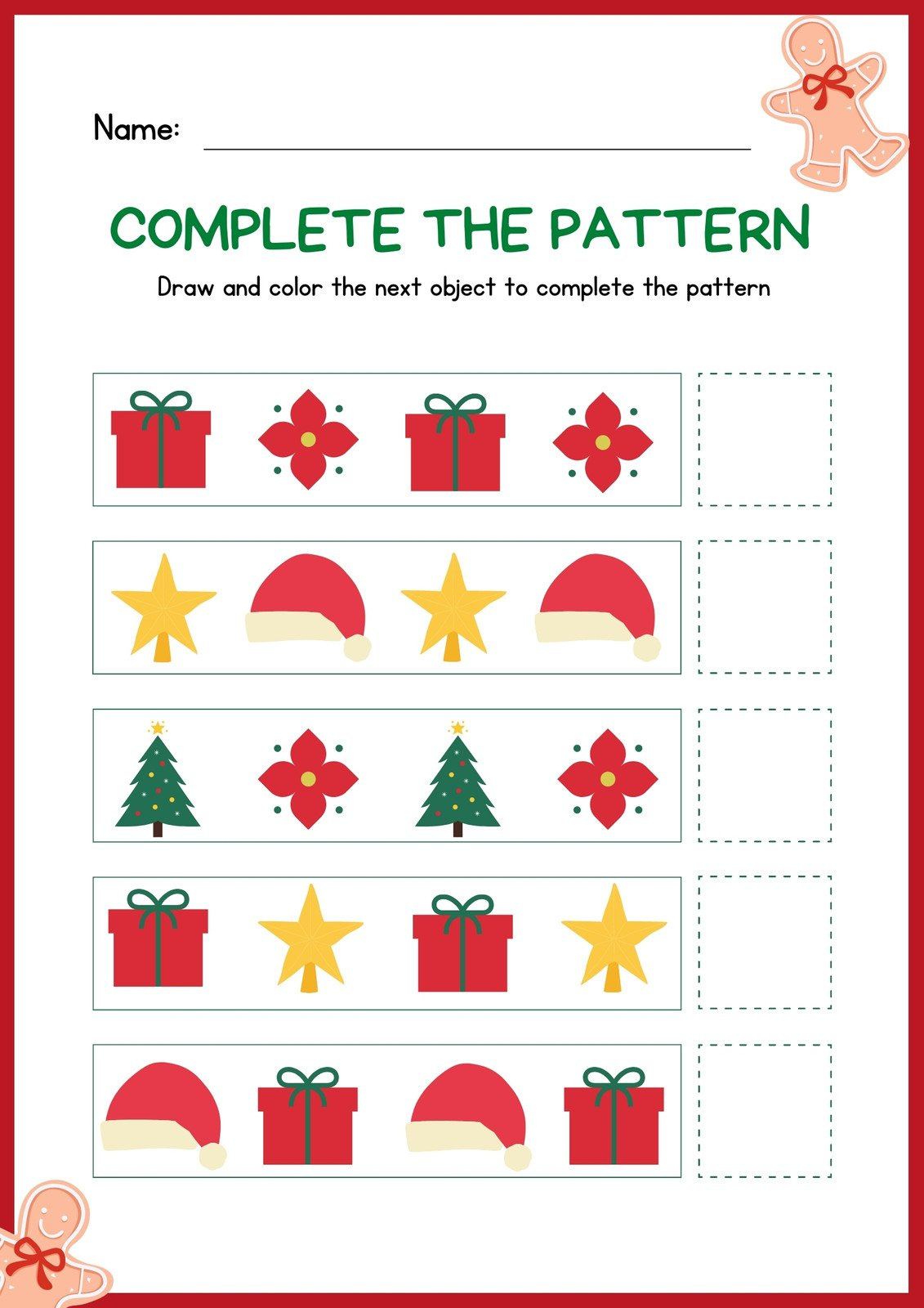 Page 4 - Free, Editable Christmas Worksheet Templates | Canva inside Christmas Patterns Worksheet