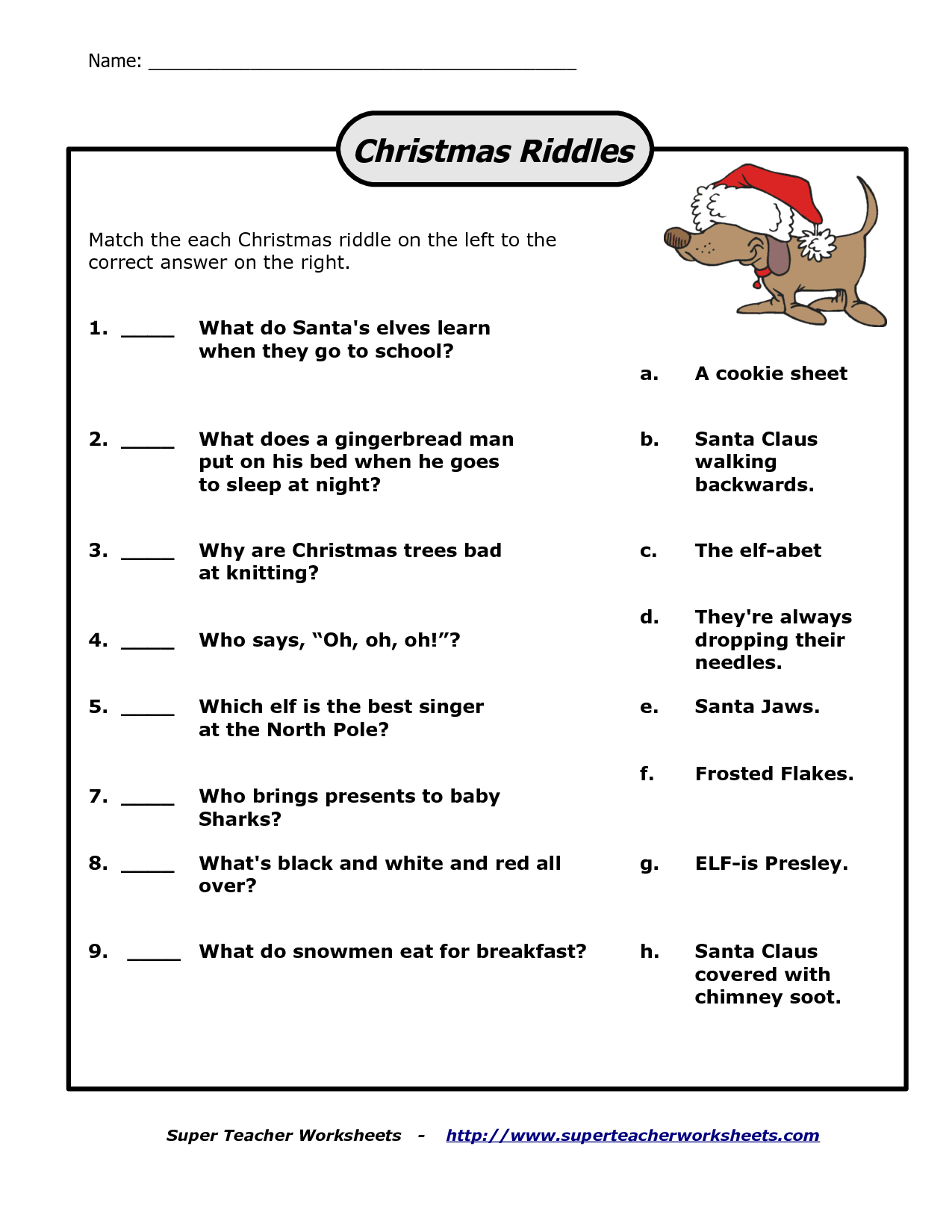 Pin Page pertaining to Christmas Riddles Printable Worksheets