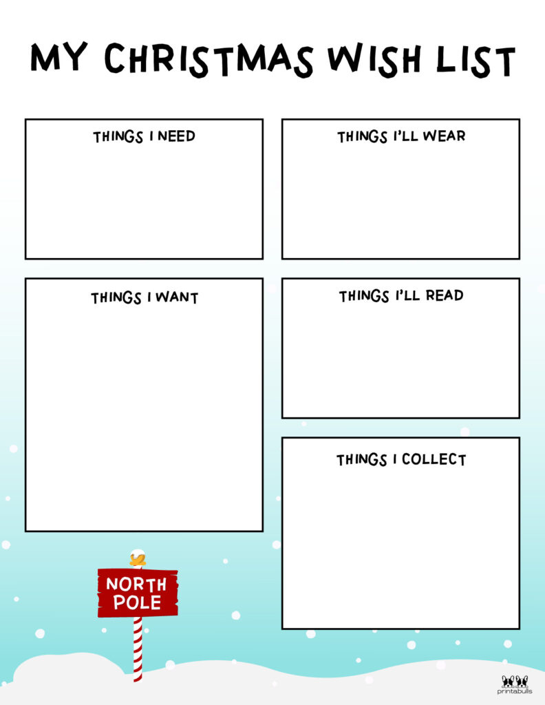 Printable Christmas Lists - 25 Free Printables | Printabulls inside Christmas Wish List Worksheet