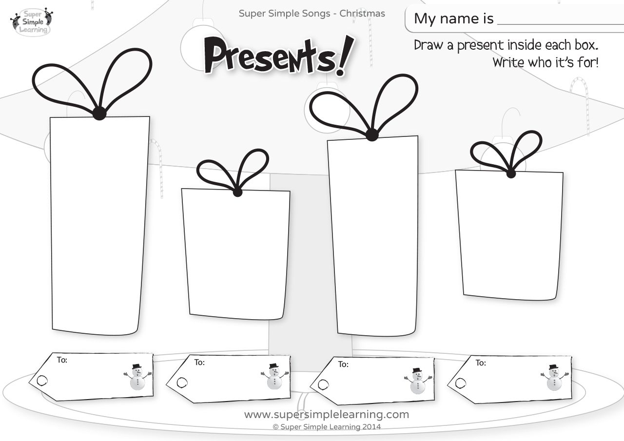 Santa, Where Are You? Worksheet - Presents! - Super Simple within Christmas Present Worksheet