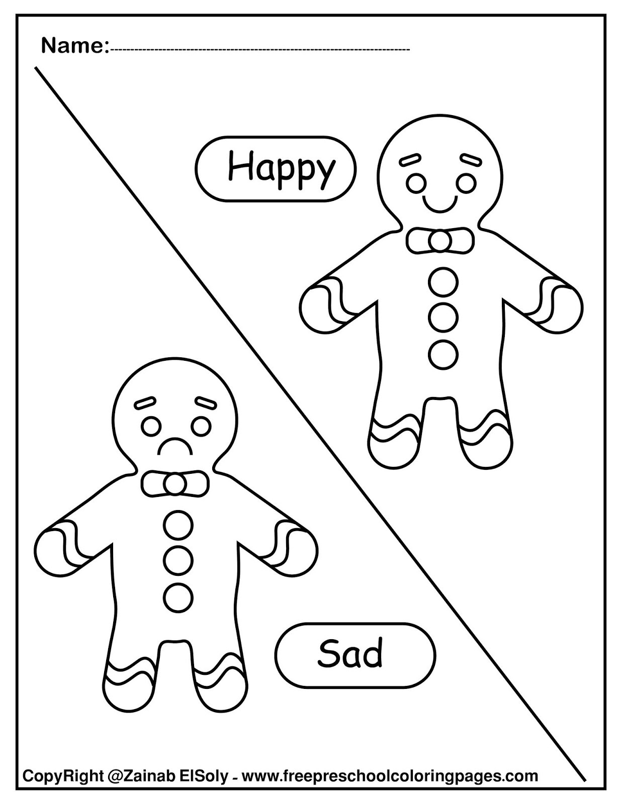 Set Of Gingerbread Man Opposites For Kids with Christmas Opposites Worksheet