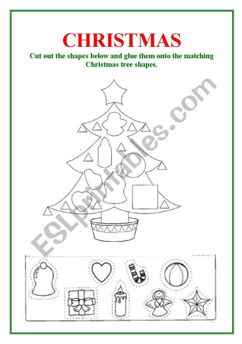 Shapes Christmas Tree - Esl Worksheetstolaris intended for Christmas Tree Shapes Worksheet