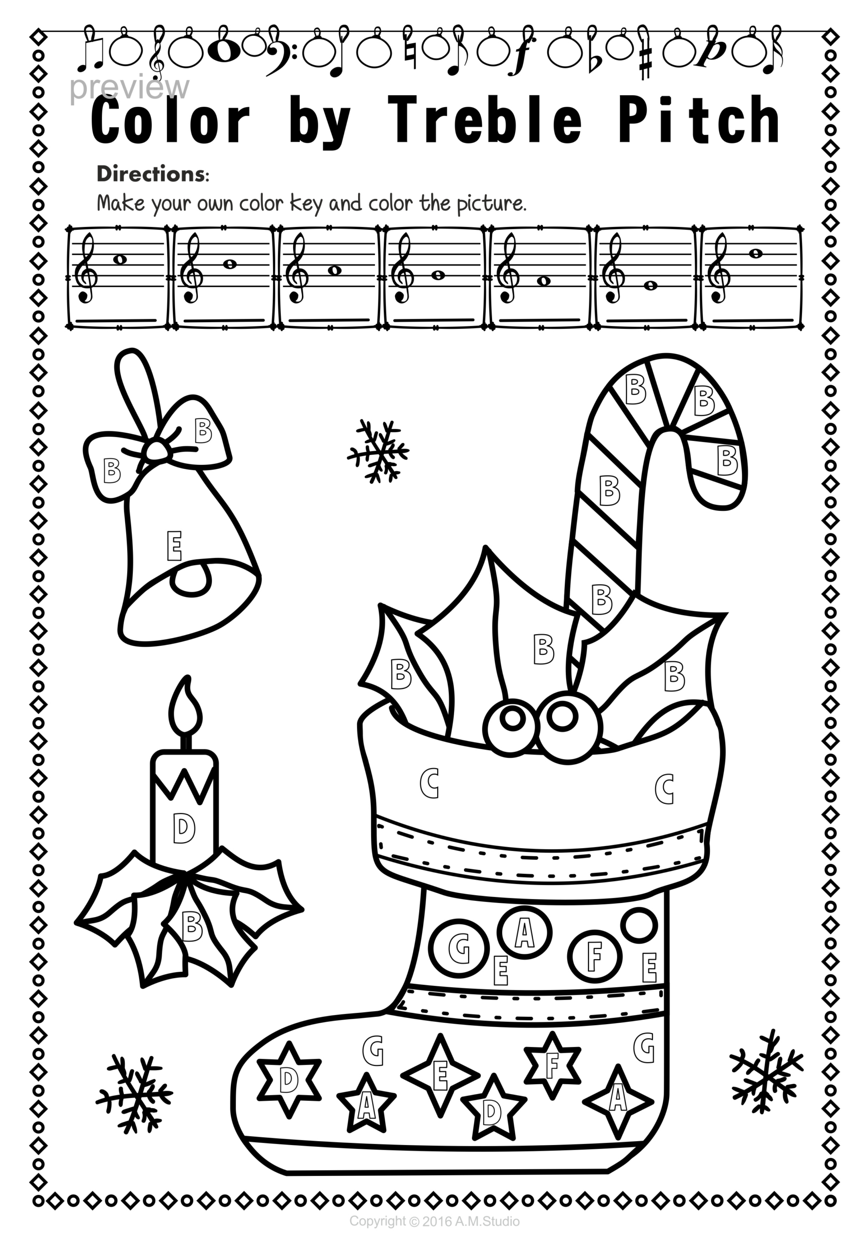 Treble Clef Note Name Worksheets For Christmas - Christmas Music in Christmas Worksheets Music