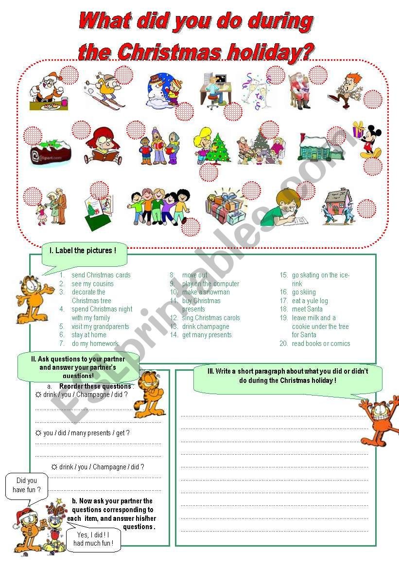 What Did You Do During The Christmas Holiday? - Esl Worksheet in Christmas Vacation Worksheet