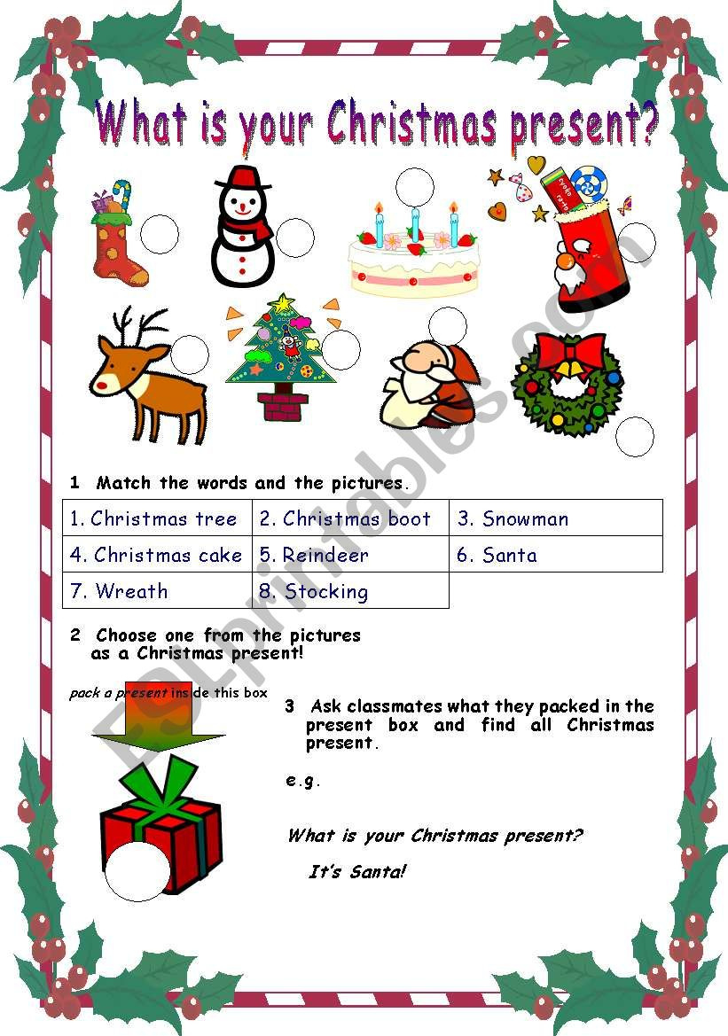 What Is Your Christmas Present? - Esl Worksheetnaka intended for Christmas Present Worksheet