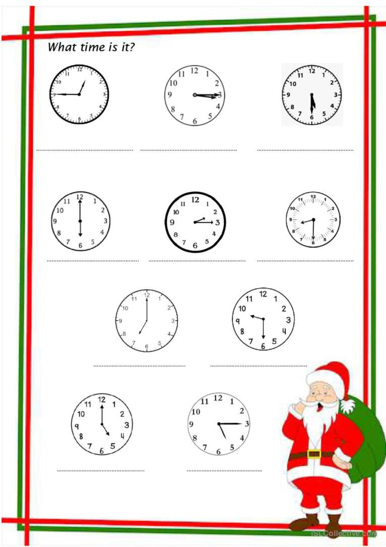 What Time Is It Christmas Edition Ge…: English Esl Worksheets Pdf pertaining to Christmas Telling Time Worksheets