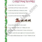 Xmas Rhymes   Esl Worksheeteolia In Christmas Rhyming Words Worksheet