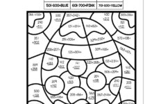 3-Digit Addition Spring Colornumber - Easter Egg - Lucky with Easter Adding Worksheets