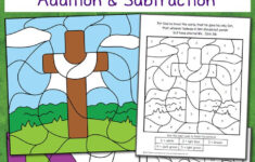 Christian Easter Colornumber Worksheets within Christian Easter Worksheets