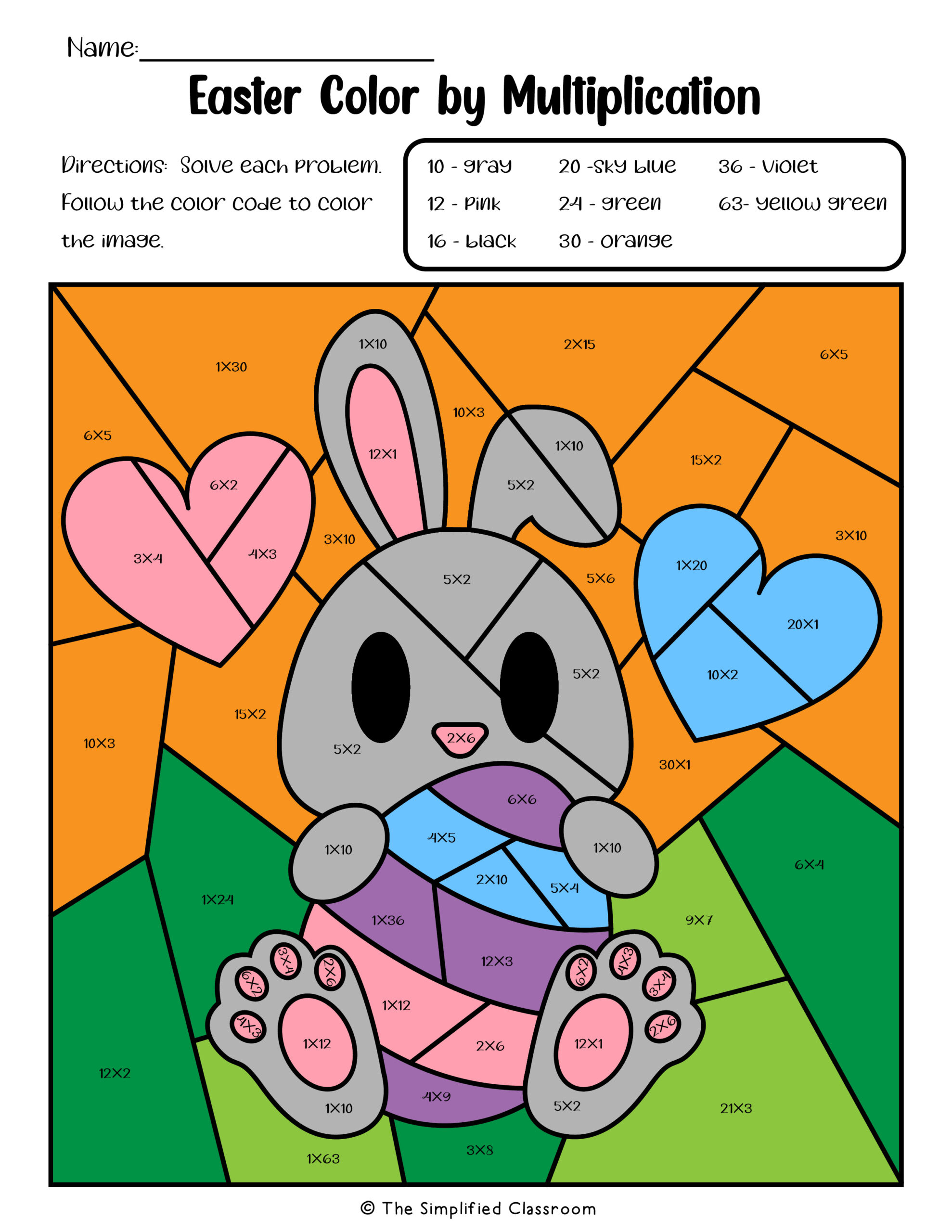Easter Colorcode Multiplication Worksheets For 2Nd 3Rd pertaining to Easter Code Worksheets