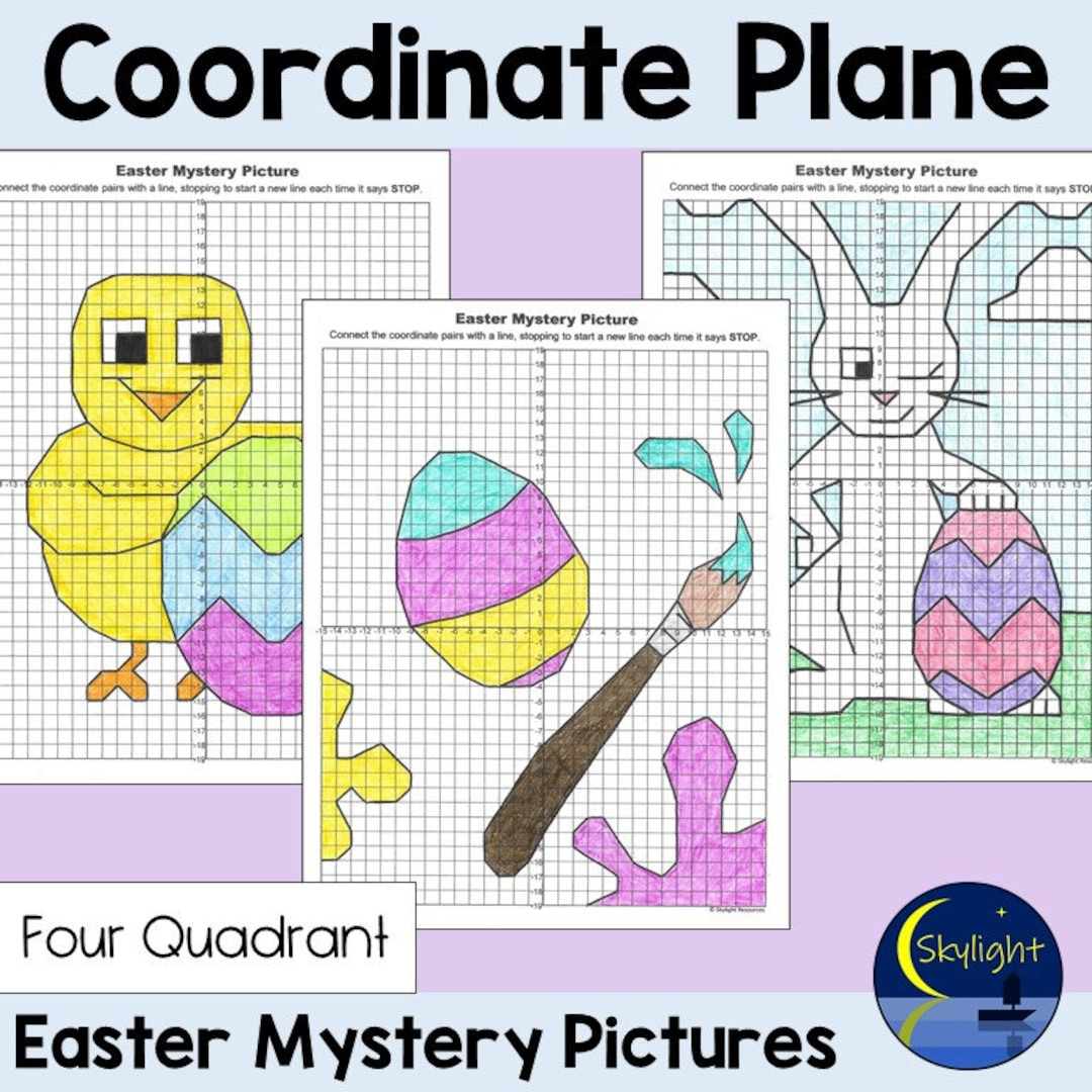 Easter Coordinate Plane Mystery Graphing Pictures 4-Quadrant Math pertaining to Easter Coordinate Graphing Worksheets