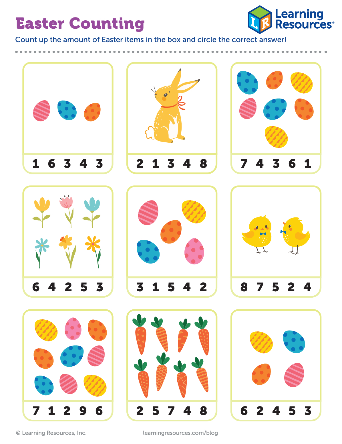 Easter Counting Printable | Learning Resources regarding Easter Counting Worksheets