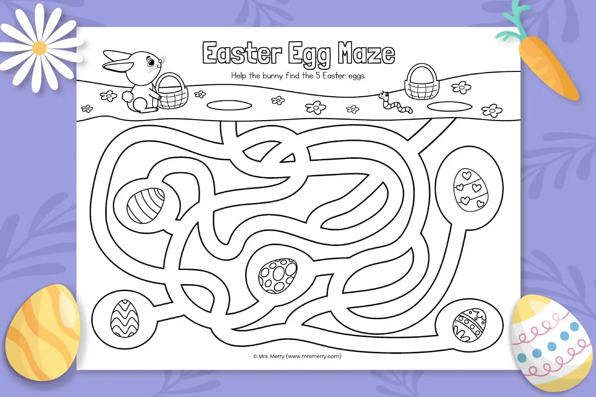 Easter Egg Maze Printable Worksheet | Mrs. Merry intended for Find The Easter Egg Worksheets