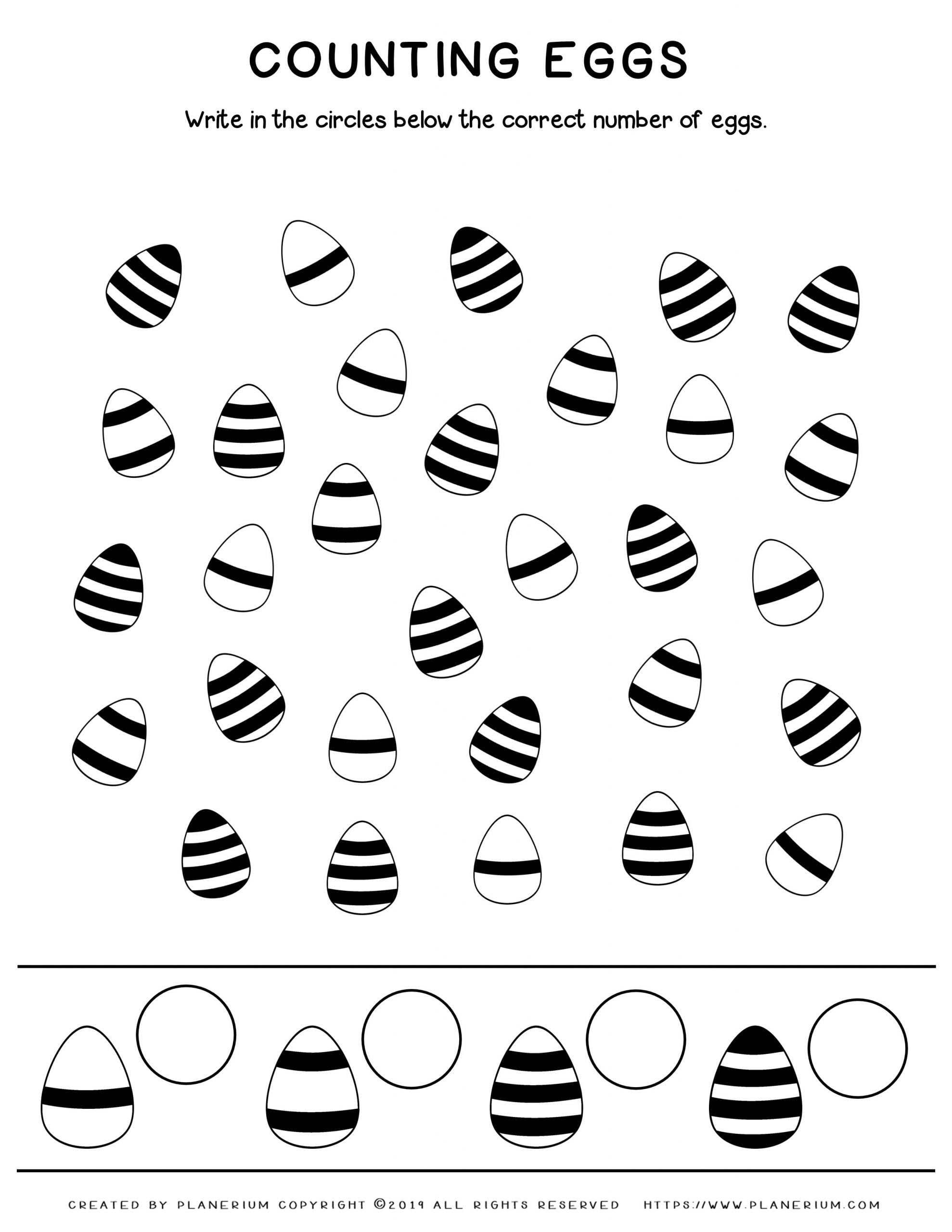 Easter Eggs Worksheet - Counting And Sorting - Free | Planerium in Easter Egg Counting Worksheets