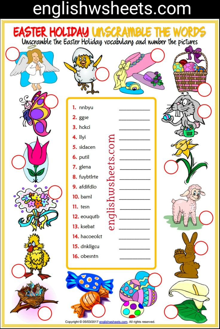 Easter Holidays Esl Vocabulary Worksheets inside Easter Vocabulary Worksheets