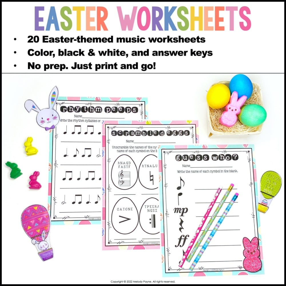 Easter Music Worksheets - Treble &amp;amp; Bass Clef Note Reading, Rhythm within Easter Piano Worksheets