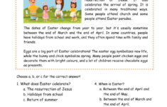 Easter Reading Comprehension Worksheets | Worksheetsgo pertaining to Easter Worksheets 4th Grade