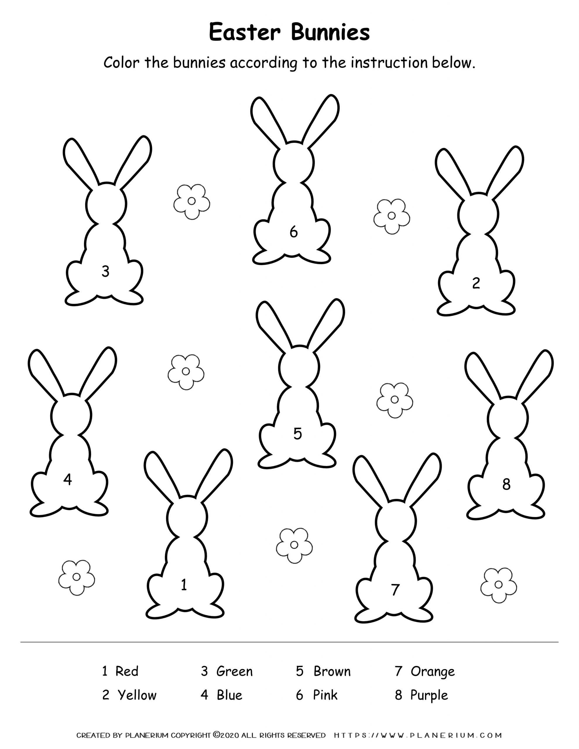 Easter - Worksheet - Bunny With Numbers | Planerium for Worksheets Easter Bunny