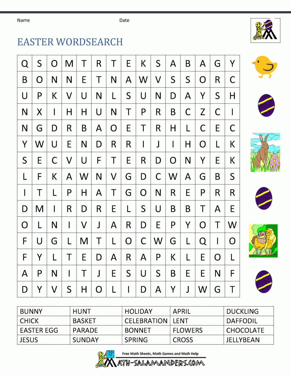 Easter Worksheets For Kids with regard to Easter Worksheets 4th Grade