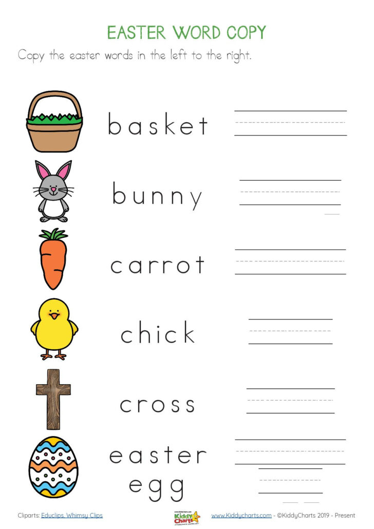 Easter Words Worksheets
