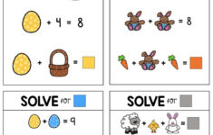 Free Easter Math Sheets in Easter Addition Worksheets For Kindergarten