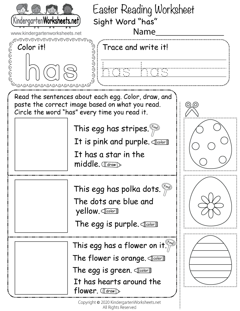 Free Printable Easter Reading Worksheet within Worksheets About Easter