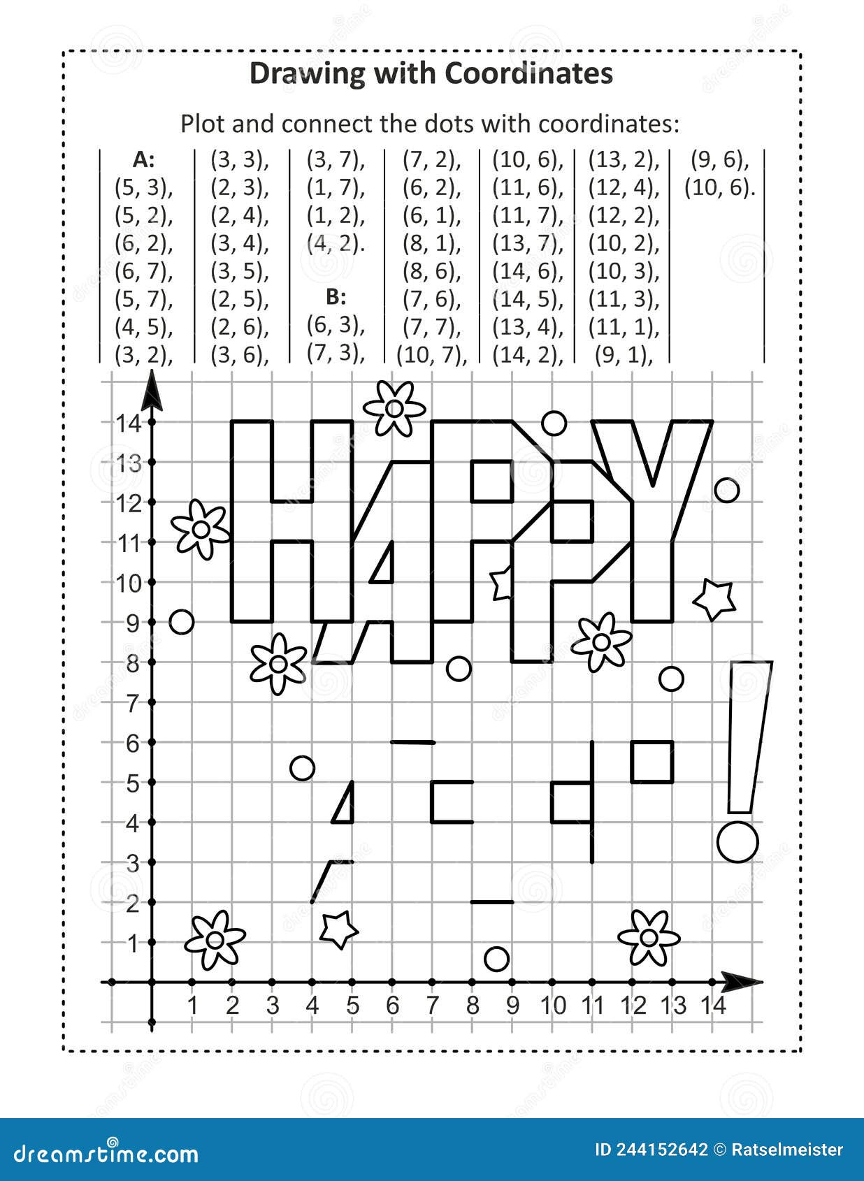 Happy Easter!` Greeting Coordinate Graphing, Or Drawing for Easter Coordinate Graphing Worksheets
