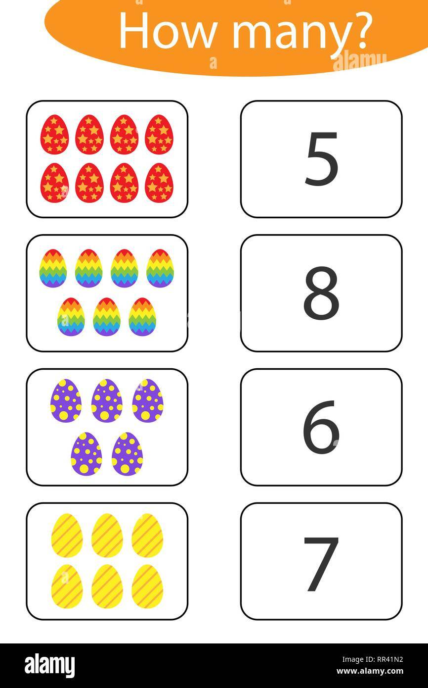 How Many Counting Game With Easter Eggs For Kids, Educational with Easter Egg Counting Worksheets