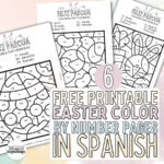 Kindergarten Easter Colornumber Printable Worksheets In For Free Spanish Easter Worksheets