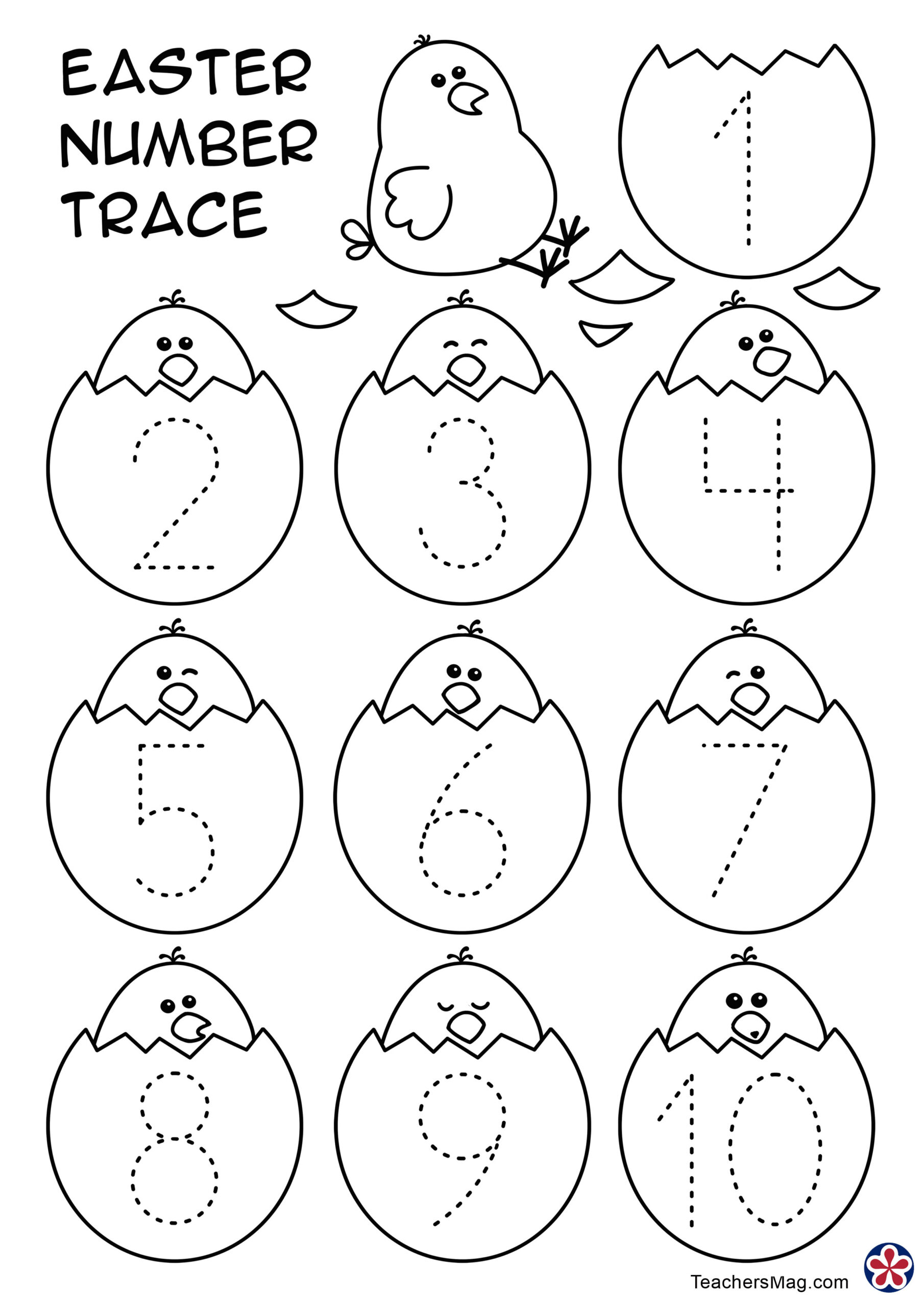 Number Tracing Easter Worksheet (1-10). Teachersmag inside Tracing Easter Worksheets