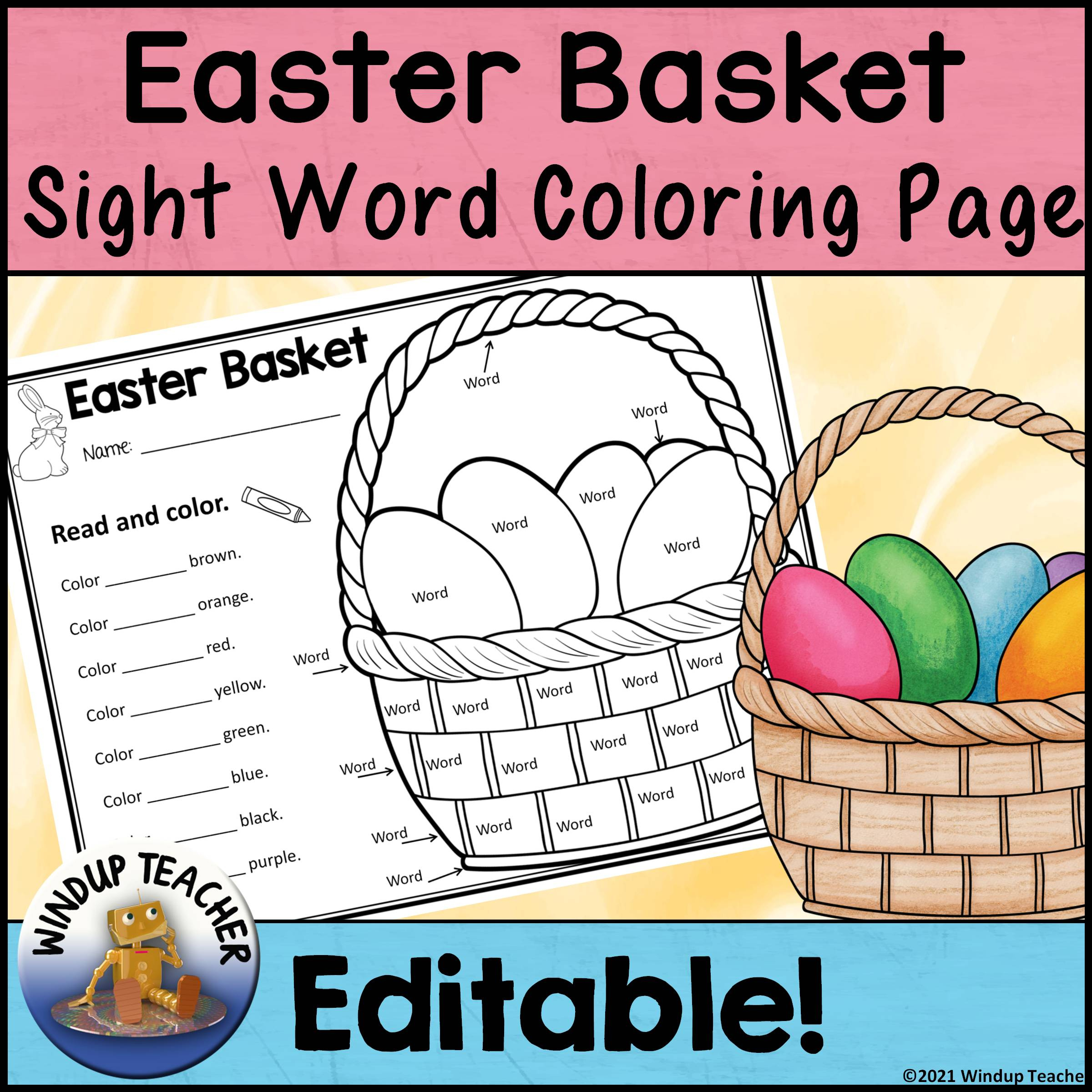 Spring Sight Word Activity - Easter Basket Color The Word for Easter Sight Word Worksheets