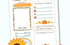 All About Me - Thanksgiving Printable Worksheet throughout Thanksgiving Worksheet For Kids