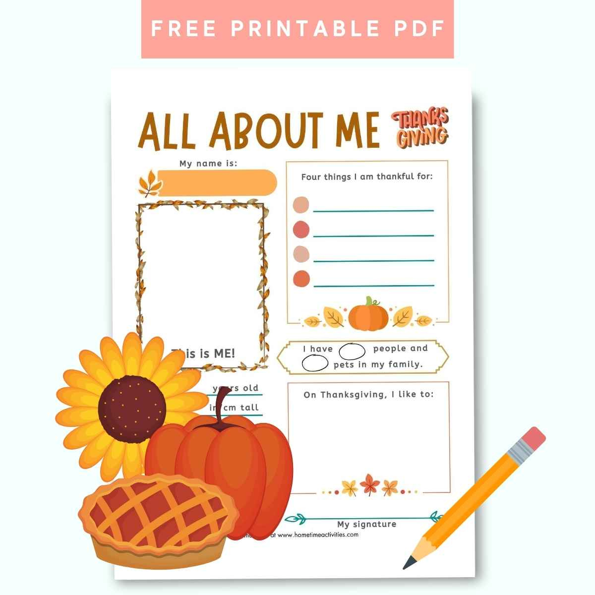All About Me - Thanksgiving Printable Worksheet with regard to Thanksgiving Activities Worksheet