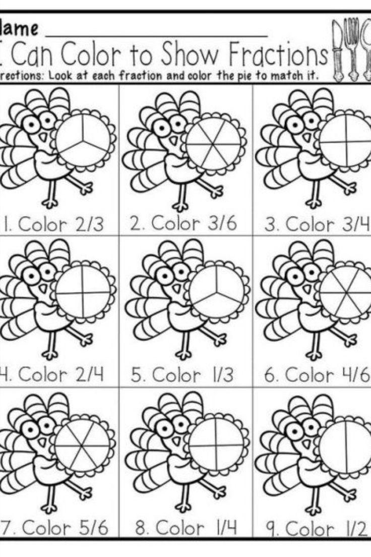 Basic Fraction Worksheets with Thanksgiving Fractions Worksheets