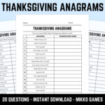 Buy Printable Thanksgiving Anagrams Quiz With Answers: Fun Word Inside Thanksgiving Anagrams Worksheet Answers