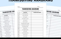 Buy Printable Thanksgiving Anagrams Quiz With Answers: Fun Word inside Thanksgiving Anagrams Worksheet Answers