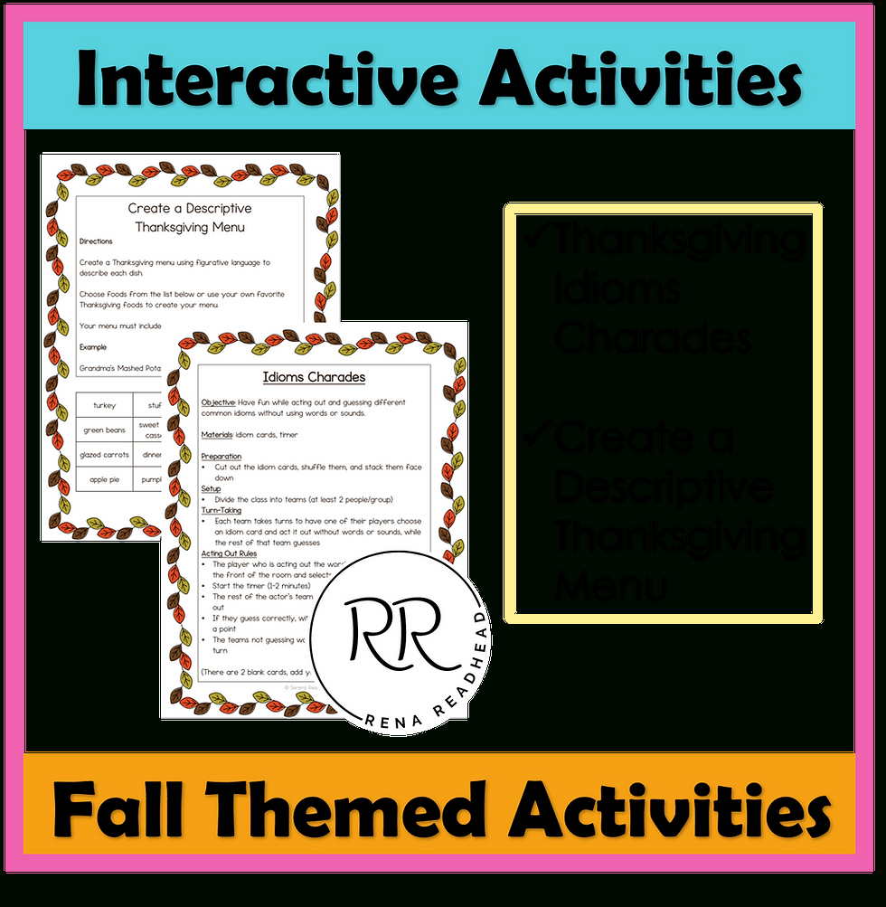 Feasting On Words: 7 Thanksgiving Figurative Language Activities within Thanksgiving Figurative Language Worksheets