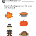 Free Preschool Thanksgiving Phonics Worksheet Within Pre K Thanksgiving Worksheets