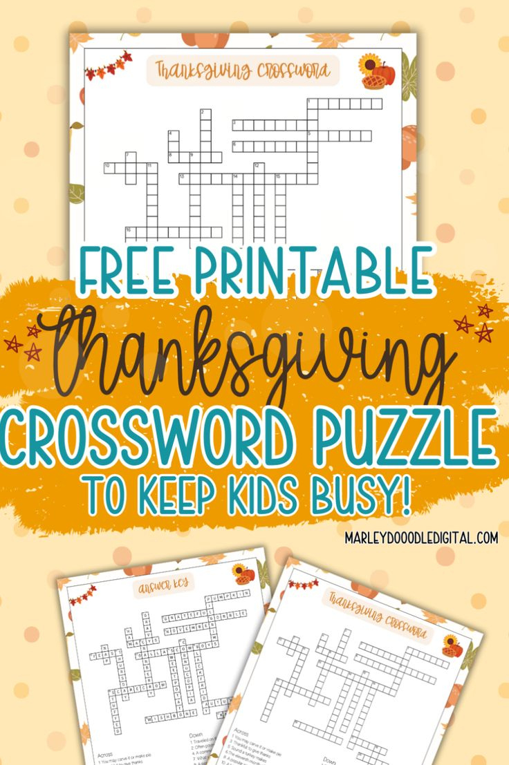 Free Printable Thanksgiving Crossword Puzzle With Answer Key with regard to Super Teacher Worksheets Thanksgiving Crossword