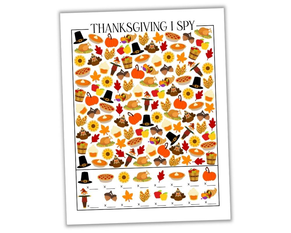 Free Printable Thanksgiving I Spy Sheet (+ Answer Key!) - The with regard to Thanksgiving I Spy Worksheet