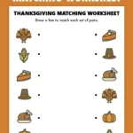 Free Printable Thanksgiving Matching Worksheet   Pjs And Paint With Regard To Thanksgiving Matching Worksheet