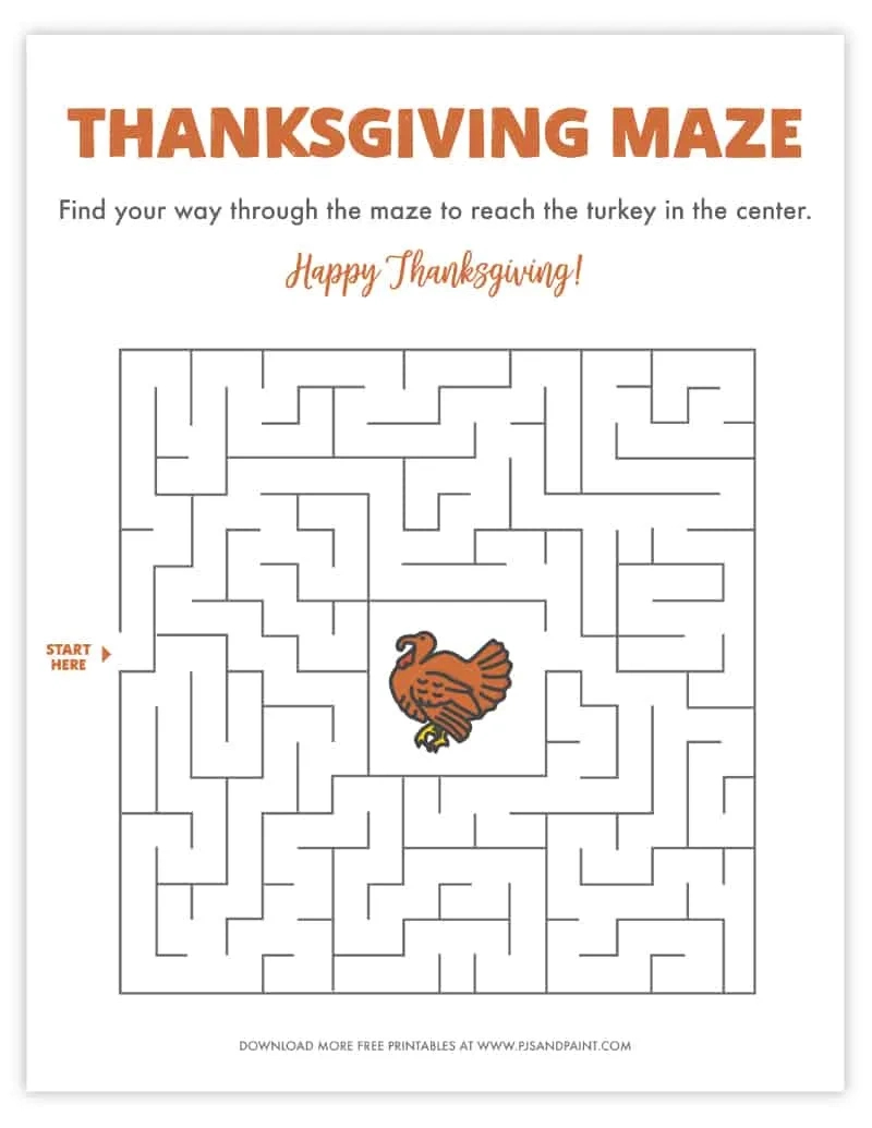 Free Printable Thanksgiving Maze - Thanksgiving Games And Activities pertaining to Thanksgiving Maze Worksheets